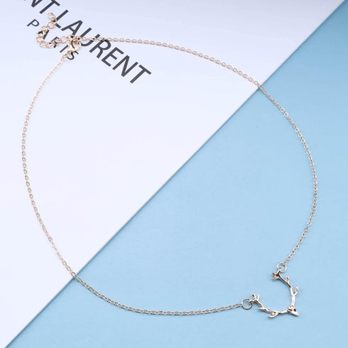 Boho Deer Antler Choker Necklace Gold Elk Head Pendant Necklace Bohemia Antler Deer Choker Cute Animal Necklace Chain Jewelry for Women and Girls...