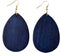 Chryvva Women's Teardrop Shaped Wooden Pendant Earrings (Navy Blue)...