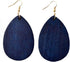 Chryvva Women's Teardrop Shaped Wooden Pendant Earrings (Navy Blue)...
