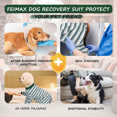 FEimaX Dog Recovery Suit After Surgery, Puppy Spay Neuter Prevent Licking Onesie Alternative Bandages E-Collar & Cone, Pet Abdominal Wounds Post S...
