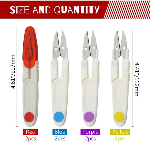 WMYCONGCONG 8 PCS U-Shaped Yarn Scissors Embroidery Thread Cutter Portable Scissors Trimming Nipper with Protective Cover for Arts Crafts Stitch D...