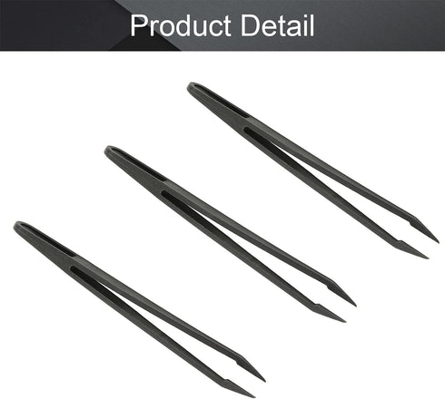 Utoolmart 3Pcs Plastic Anti-static Tweezers, Precision Slant Point Tip for Jewelry Craft DIY Beauty Electronics Repair Tool, Black...