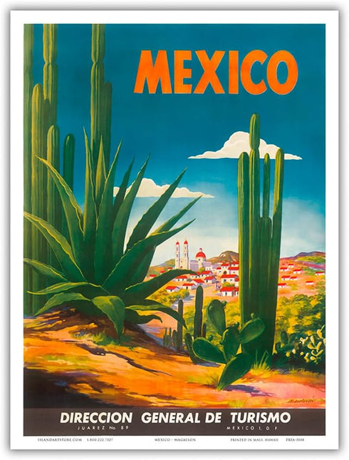 Mexico - Ciudad Juarez Chihuahua - Direccion General de Turismo (Department of Tourism) - Vintage Travel Poster by Magallón c.1948 - Master Art Pr...