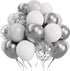 SUWEN 60PCS Metallic Silver Confetti Balloons Set Latex Helium Chrome Silver Balloon for Birthday New Year Baby Shower Wedding Party Decorations...
