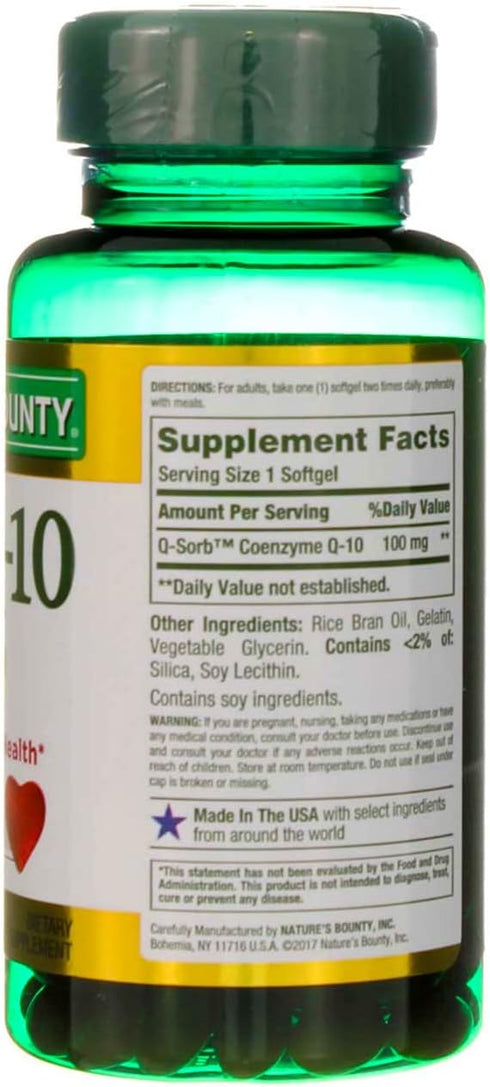 Nature's Bounty Co Q-10 100 mg Dietary Supplement Softgels - 75 ct, Pack of 2...
