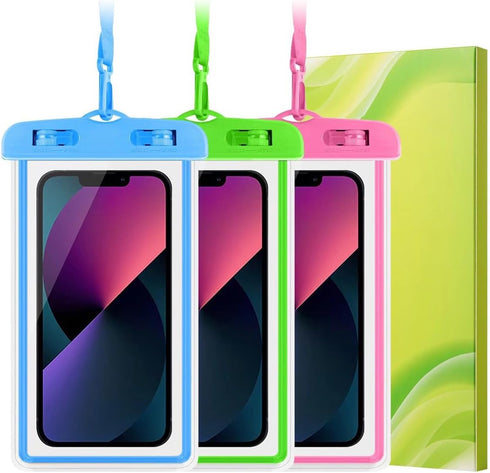 Waterproof Phone Pouch, Universal Case Compatible for iPhone 15 14 13 12 Pro Max Plus Up to 8.3", 3 Pack (Blue Green Pink)......
