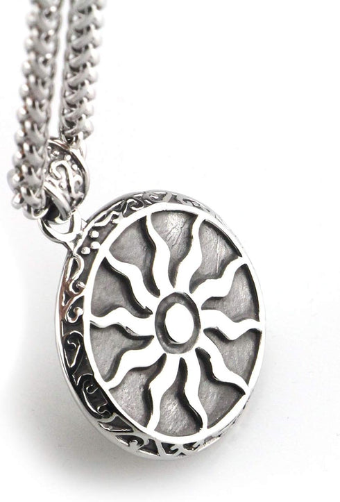 Jewelry Men Women 316L Stainless Steel Sun Pendant Necklace Punk Retro Vintage Style Amulet 22" Chain...