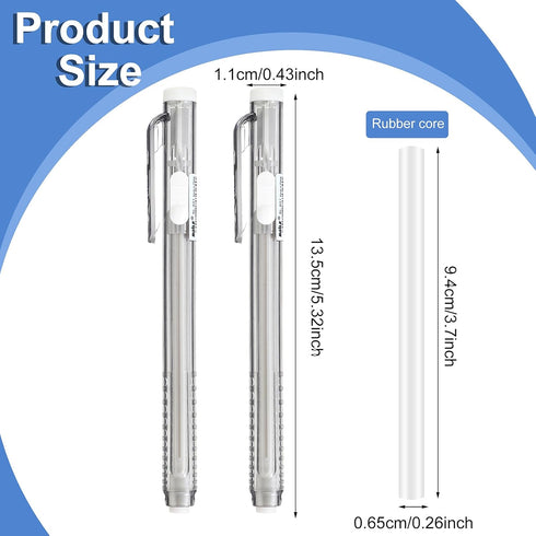 2Pcs Retractable Mechanical Eraser Pen with 10Pcs Replacement Eraser Refills Mechanical Pencil Eraser for Artists Drawing Drafting Painting for Sc...