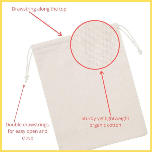 DR Cotton Muslin Drawstring Bags 5×7?Inch – 12?Pack Unbleached Reusable Favor Pouches for Crafts, Herbs, Gifts & Pantry Storage?|?Heavyweight?144?...