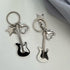 Guitar Keychain, Metal Bass Guitar Pendant Key Chain with Mini Pentagram and Heart, Fashionable Unisex Guitar Star Keychain, Y2K Unique Keychain f...