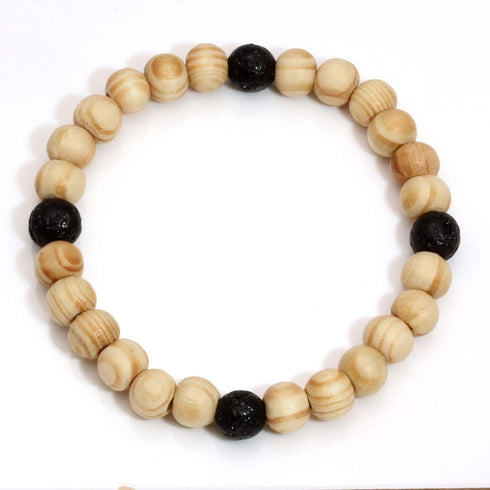 MILAKOO 2Pcs Lava Rock Stone Beads Essential Oil Diffuser Bracelet for Men Women Wood Beads Bracelet...