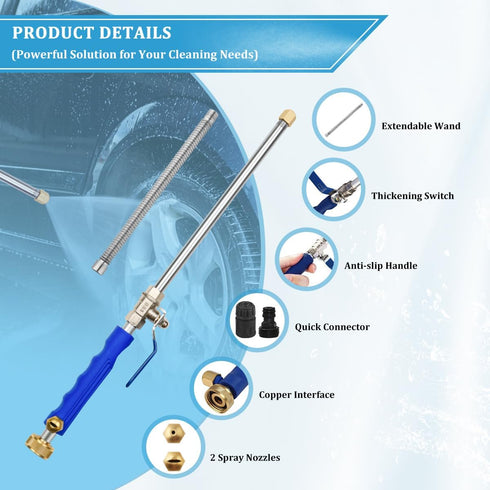 Yiliaw High Pressure Power Washer Wand Extendable Hydro Jet Water Hose Nozzle Flexible Watering Sprayer Cleaning Tool for Garden Gutter Patio Car ...