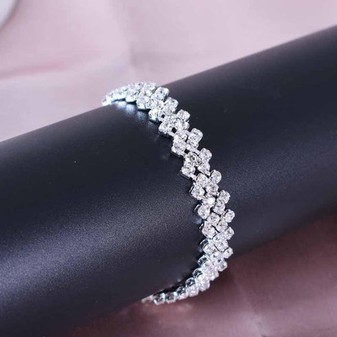 Boho Tennis Ankle Bracelets for Women Silver Rhinestone Tennis Chain Anklet Personality Rhombus CZ Diamond Anklet Summer Beach Tennis Ankle Chain ...