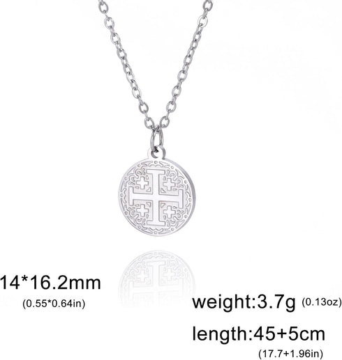 Jude Jewelers Stainless Steel Jerusalem Cross Religious Prayer Statement Pendant Necklace...