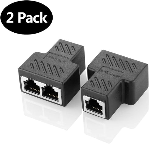 RJ45 Splitter Connectors Adapter 1 to 2 Ethernet Coupler Double Socket HUB Interface Contact Modular Plug Connect Network LAN Internet Cat5 Cat62 ...