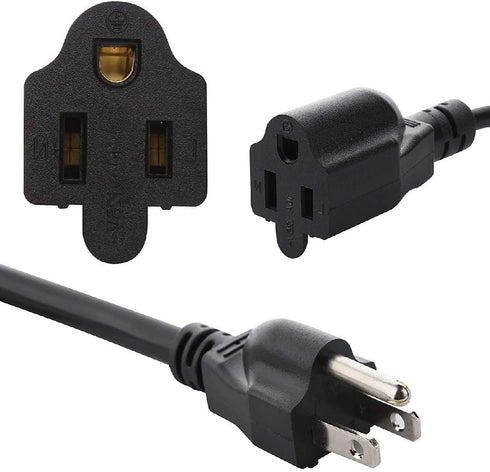 Power Cord Extension Splitter NEMA 5-15P 2 X NEMA 5-15R with 18AWG 2 Way Power Cord Splitter 3 Prong 1 to 2 Outlet Power Cable Strip for Kitchen H...