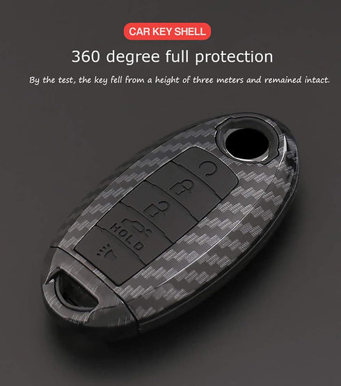ontto 5 Buttons Keycase Fit for Nissan Remote Key Fob Cover Fit for Infiniti Carbon Texture Black...