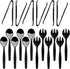 Party Essentials Disposable Heavy Duty Plastic Serving Utensils for Buffets Events Parties, 6-Sets of Spoons/Forks/Tongs, Black...