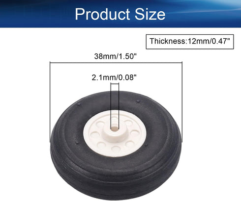 Heyiarbeit 1.5" RC Model Airplane Foam Wheel Super Light Tire and Wheel Sets for RC Airplane PU Sponge Tire with Plastic Hub 2 Pcs...