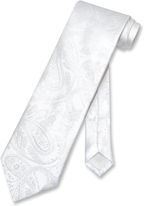 Vesuvio Napoli NeckTie WHITE Color Paisley Design Men's Neck Tie...