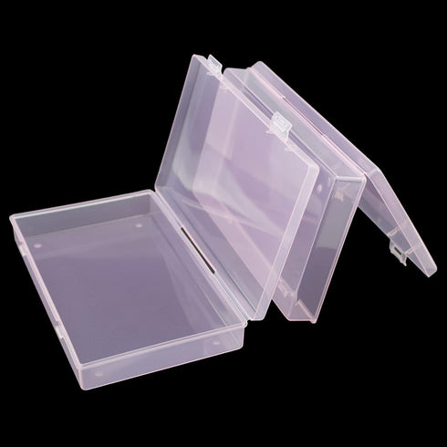Goodma 4 Pieces Rectangular Plastic Boxes Empty Storage Organizer Containers with Hinged Lids for Small Items and Other Craft Projects (Pink, 7.1 ...