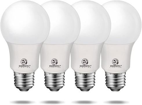 Energetic 4-Pack Light Bulbs 60 Watt Equivalent, A19 Daylight LED Light Bulbs, 15000 Hrs, E26 Base, UL Listed, Non-Dimmable, 9W 5000K Daylight Lig...