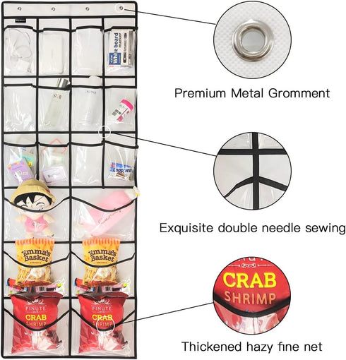 Extra Large Hanging Crystal Clear Over Door Shoe Organizers, Closet Shoe Organizer Shoe Rack Organizer Shoe Storage, 12+6Pockets, 4+4Hooks, white ...