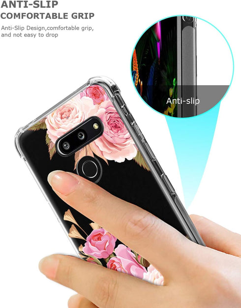 Floral Clear Pretty Phone Case for LG G8 ThinQ (2019 Release) for Women Girls,Flower Design Transparent Slim Soft Drop Proof TPU Bumper Cushion Si...