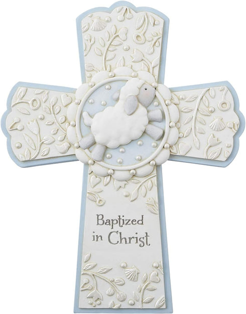 Creative Brands Faithworks - Baptized In Christ Hanging Resin Wall Cross, 6 x 8-Inch, Blue...