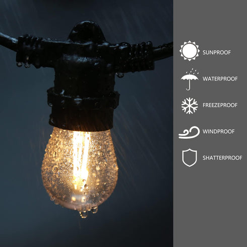 25Pack S14 LED Replacement Light Bulbs, Shatterproof Outdoor String Plastic Light Bulbs, 2W Equivalent 20W, E26 Base, 2200K Warm White LED Vintage...