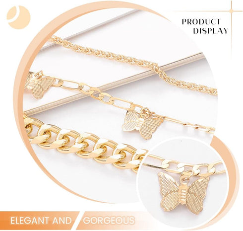 Layering Ankle Bracelet Butterfly Anklets Link Paperclip Foot Chain Beach Foot Jewelry for Women...
