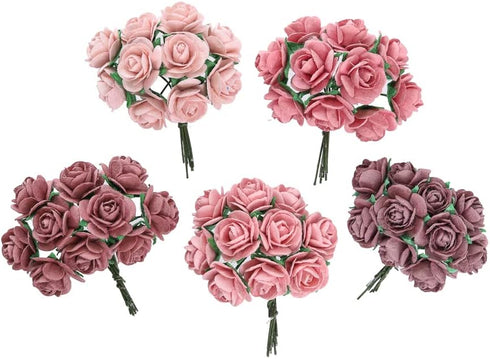Handmade 50 pcs Mini Mulberry Paper Roses 18 mm Mulberry Paper Flowers Scrapbooking Wedding DIY Craft. (Pink Pastels Tone)...