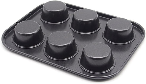 Muffin Pan 6 Cup Cupcake Baking Pan No Stick Carbon Steel Easy Clean...
