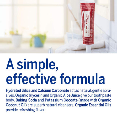 Dr. Bronner’s - All-One Toothpaste (Cinnamon, 5 Ounce) - 70% Organic Ingredients, Natural and Effective, Fluoride-Free, SLS-Free, Helps Freshen Br...