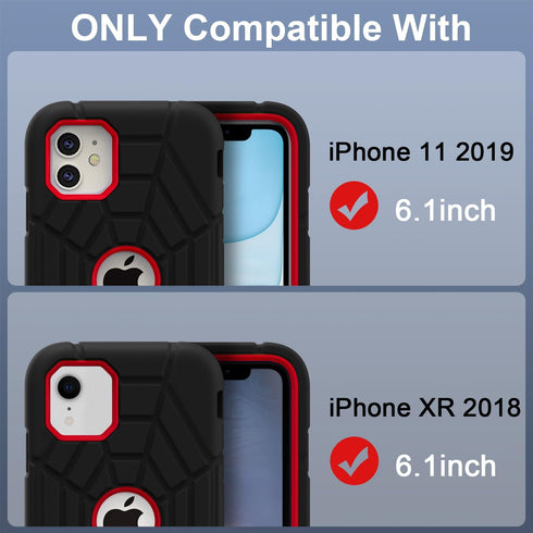 Grifobes Case for iPhone 11/ iPhone XR 6.1 inch for Kids Boys Children (Black+Red)...