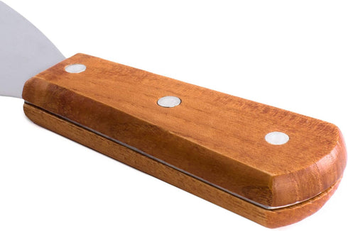 Super Z Outlet Stainless Steel Blade Grill Slant Edge Scraper Wooden Handle for Food Service, Cleaning Supplies, Barbecue Cooking Restaurants...