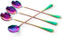 Long-handled ice tea spoon, cocktail stir spoons, stainless steel coffee spoons, Colored ice cream scoop Set of 4...