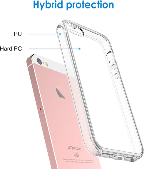 JETech Case for iPhone SE 2016 (Not for 2020), iPhone 5s and iPhone 5, Non-Yellowing Shockproof Phone Bumper Cover, Anti-Scratch Clear Back (Clear...