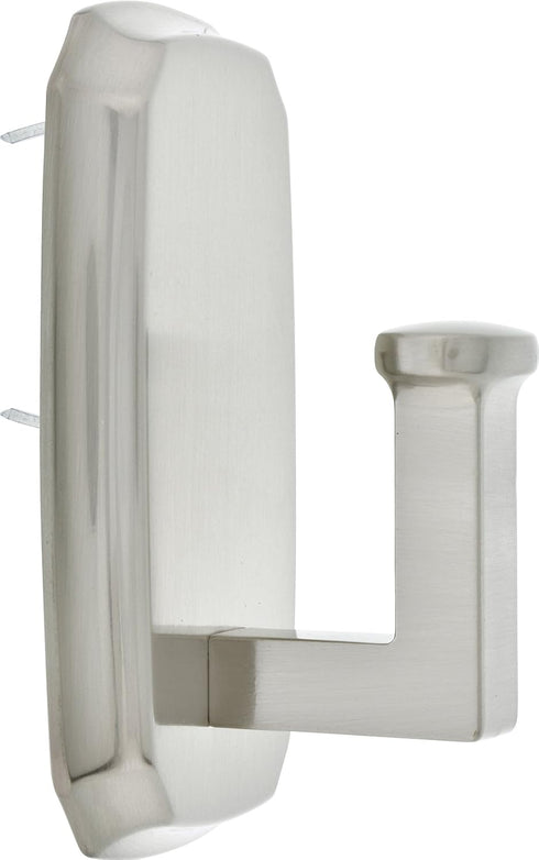 HIGH & MIGHTY 515804 Decorative Metal Hook, Easy Tool-Free Dry Wall Installation, Scalloped, Holds up to 25lb, Satin Nickel...