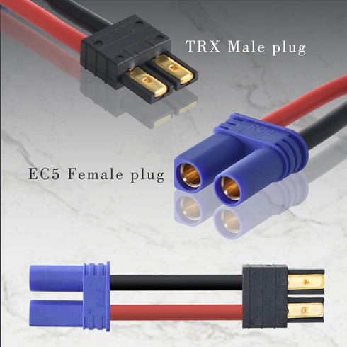 2 Pair RC LiPo Battery Connector Adapter Compatible with TRX/Traxxas Lipo Battery Plug to EC5 Male Female Connectors ESC Charger...