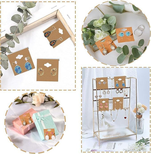 Kraft Paper Color Clamshell Hanging Brown Paper Earrings Display Card 2 x 2 inches...