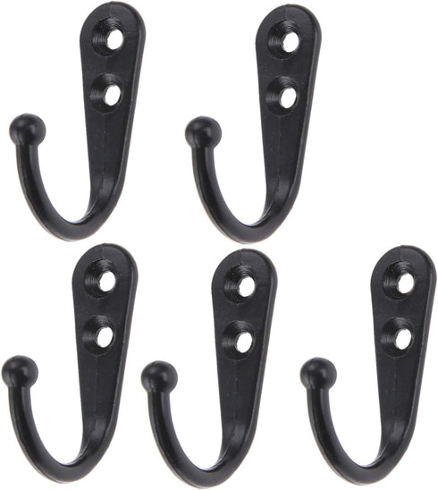 Yetaha 20PCS Wall Mounted Hooks with 40 Screws, Double Holes Hooks Towel Robe Hat Coat Hook for Kitchen Bedroom Bathroom, Black...