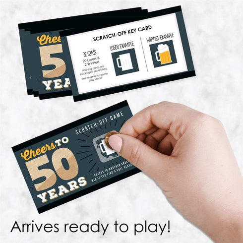 Big Dot of Happiness Cheers and Beers to 50 Years - 50th Birthday Party Game Scratch Off Cards - 22 Count...