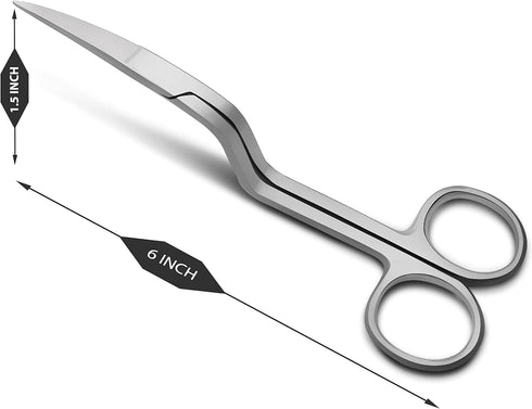 6 Inch Double Curved Scissors – Professional Grade, Multi-Purpose Precision Scissors for Crafting, Embroidery, and Dog Grooming...