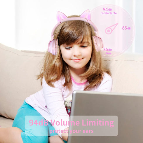 Cat Ear Bluetooth Headphones,Toddlers Kids wireless Headphones for boys girls Amazon Fire Tablet/Laptop/Pad/School (purple)...