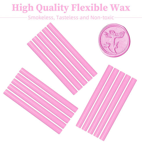 Wax Seal Sticks, Afobby 15 Pieces Glue Gun Sealing Wax Sticks for Wax Seal Stamp, Pink Wax Sealing Sticks for Wedding Invitations, Cards, Envelope...
