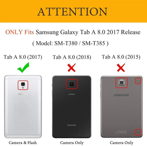 360 Degree Rotating Tablet Case Compatible with Samsung Galaxy Tab A 8.0 (2017 Release), Premium PU Leather Auto Wake/Sleep Stand Cover for Tab A ...