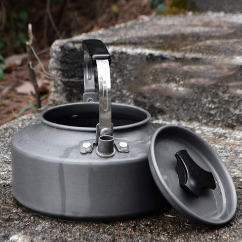 Camping Tea Kettle Teapot Outdoor Camping Kettle 1.1L,Portable Coffee Pot Teapot Picnic Set Wood Stove Steamer for Hiking (grey)...