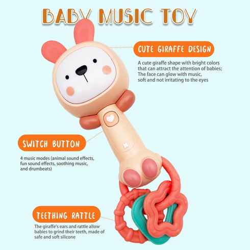 Baby Music Rattles Toy 6-12 Months, baby teething toys with music and light,Toddler Learning Toys with Music and Light Newborn Toys Infant Baby Bo...