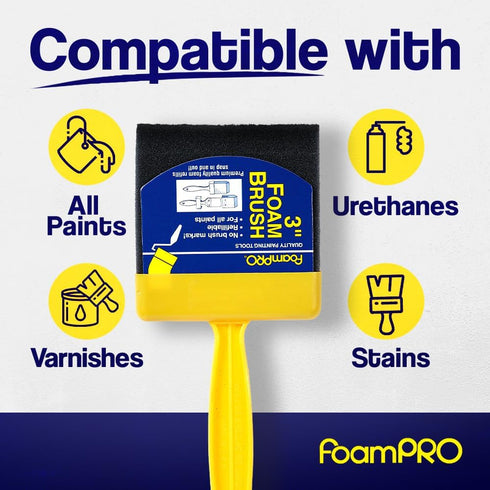 FoamPRO 73-4, 3" Foam Brush With 4 Refills - Premium Quality Paint Brush Set for All Paints, Urethanes, Varnishes, Stains - Effortless Application...